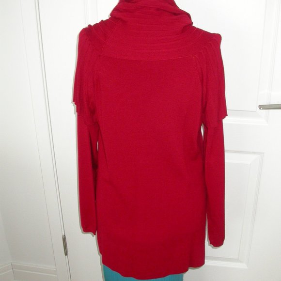 Red Knit Cowl Neck Tunic - Picture 10 of 13